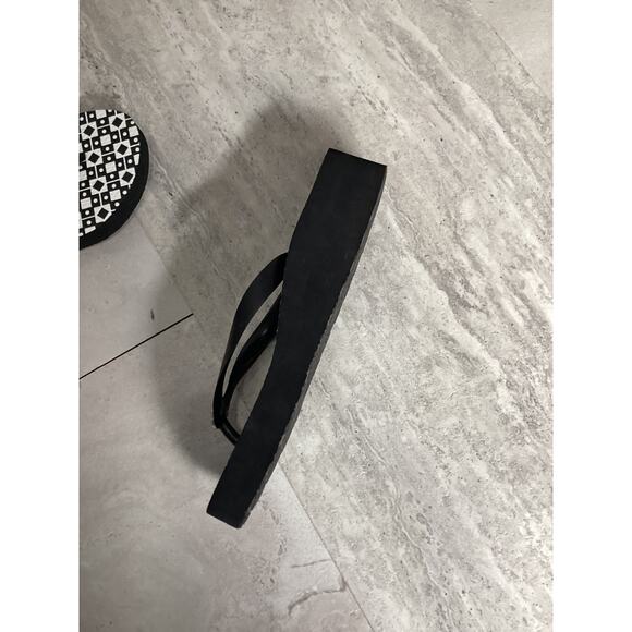 Tory Burch Women's Reva Rubber Flip Flops Black & Gray Logo Womens Sz 6 - Picture 2 of 3